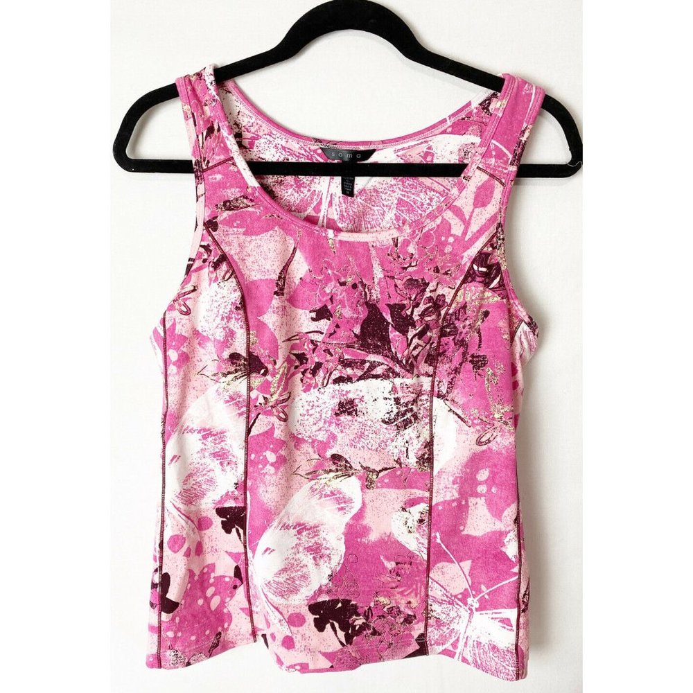 Soma Yoga Tank Size Medium Built In Bra Workout pink & white  EUC